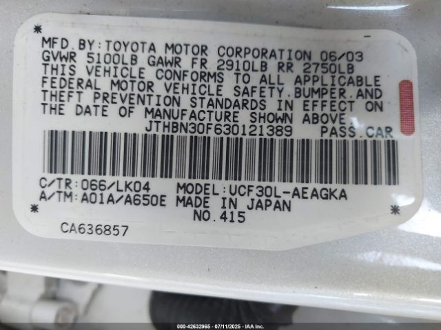 2003 LEXUS LS 430 JTHBN30F630121389 Photo 8