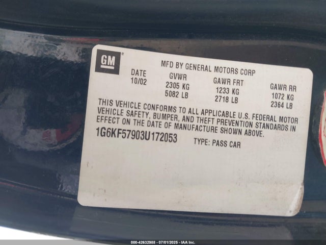 2003 CADILLAC DEVILLE 1G6KF57903U172053 Photo 8