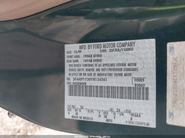 2000 FORD ESCORT 3FAKP1130YR134561 Photo 8