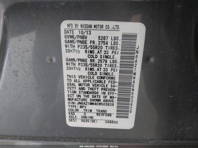 JN8AZ1MW4EW503828 Nissan 2014