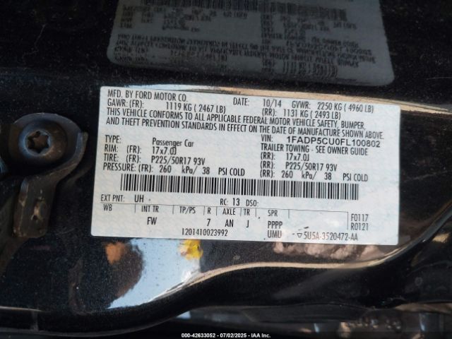 2015 FORD C-MAX ENERGI 1FADP5CU0FL100802 Photo 8