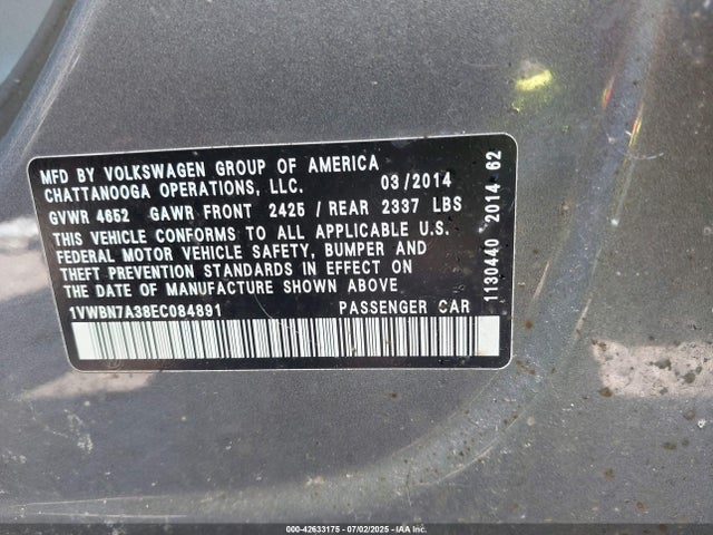 Volkswagen 2014 2014 1VWBN7A38EC084891 Image 9