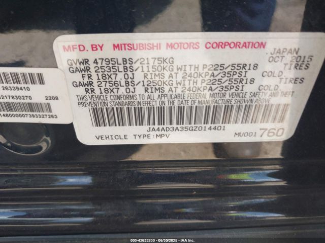 2016 MITSUBISHI OUTLANDER JA4AD3A35GZ014401 Photo 8