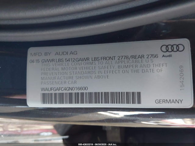 2016 AUDI A6 WAUFGAFC4GN016600 Photo 8