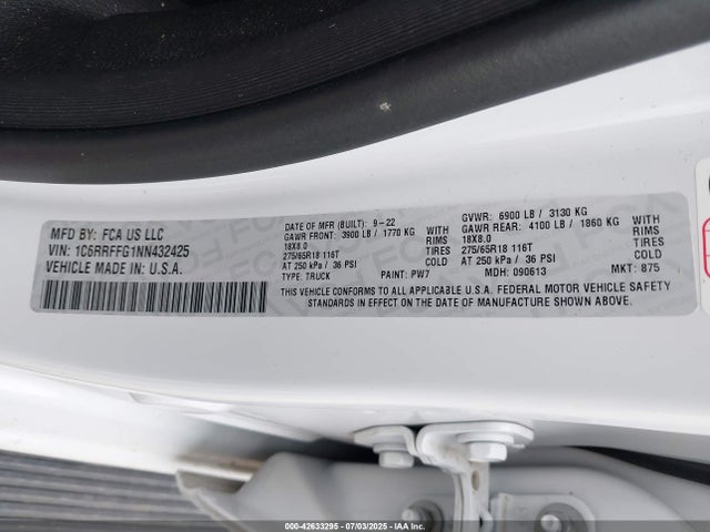 RAM 2022 2022 1C6RRFFG1NN432425 Image 9