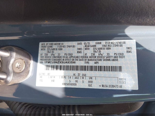 1FMCU9NZXSUA93596 Ford dura d4 ivct atk