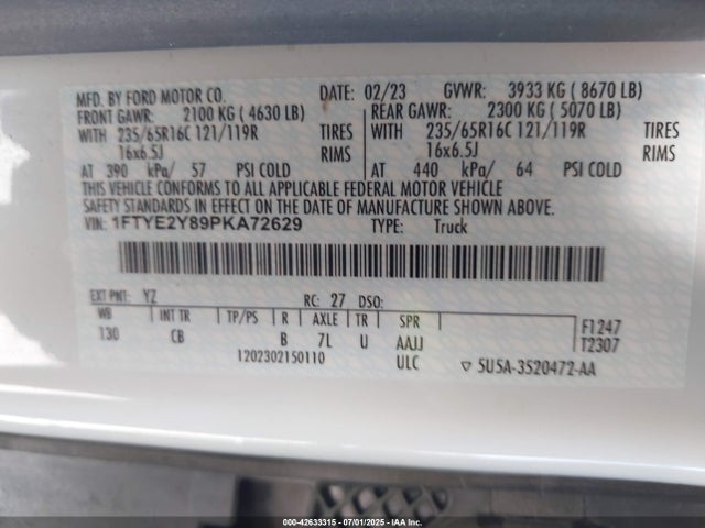 1FTYE2Y89PKA72629 Ford 3.5l v6 cyclone