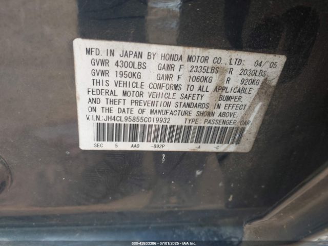 2005 ACURA TSX JH4CL95855C019932 Photo 8