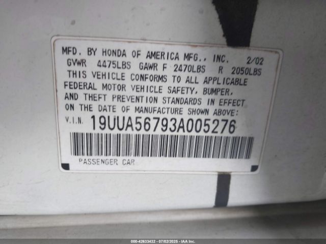 2003 ACURA TL 19UUA56793A005276 Photo 8