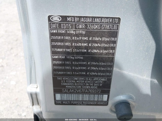 SALAK2V67FA769372 Land Rover super-charged lev2 ulev