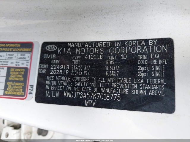 KIA g gdi 2019 KNDJP3A57K7018775 Image 9