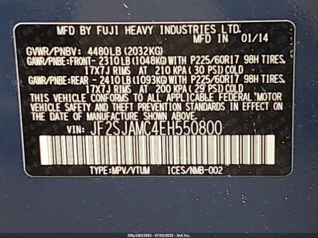 2014 SUBARU FORESTER JF2SJAMC4EH550800 Photo 8