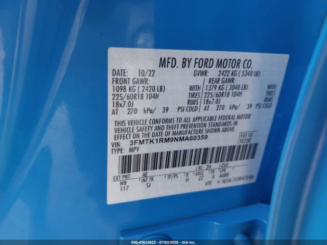 2022 FORD MUSTANG MACH-E 3FMTK1RM9NMA60359 Photo 8