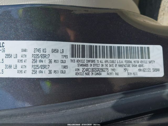 2016 CHRYSLER TOWN & COUNTRY 2C4RC1BG5GR296275 Photo 8