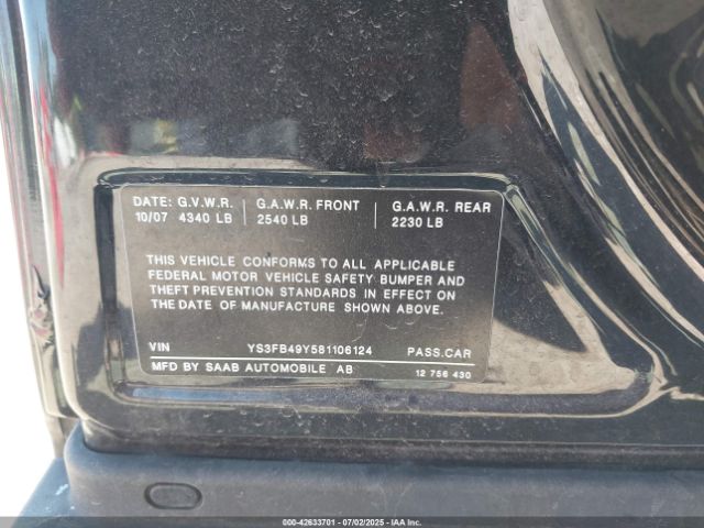 2008 SAAB 9-3 YS3FB49Y581106124 Photo 8
