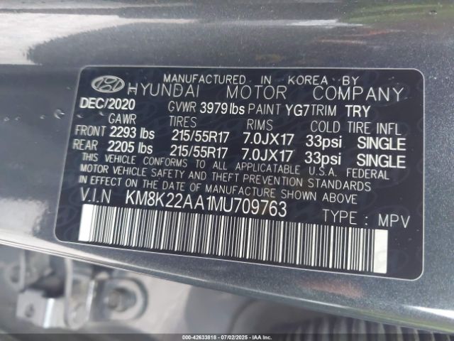 2021 HYUNDAI KONA KM8K22AA1MU709763 Photo 8