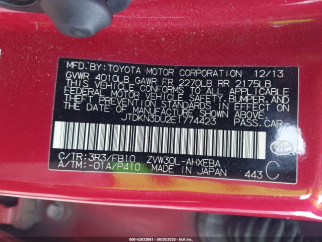 2014 TOYOTA PRIUS JTDKN3DU2E1774423 Photo 8