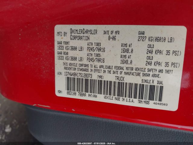 2007 DODGE DAKOTA 1D7HW48N17S128373 Photo 8
