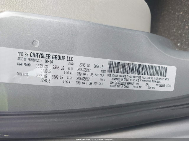 2C4RDGBG3FR569681 Dodge 2015