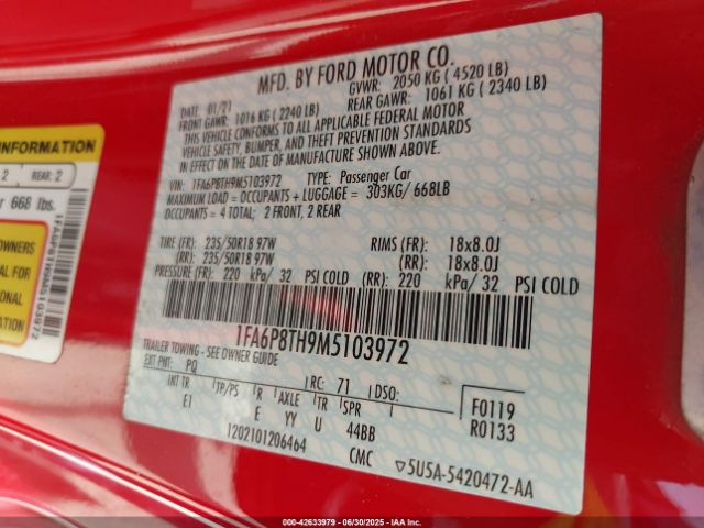 2021 FORD MUSTANG 1FA6P8TH9M5103972 Photo 8