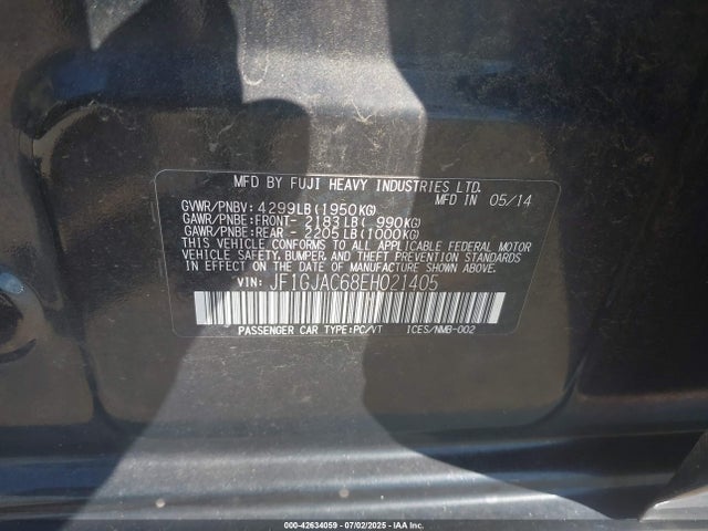 Subaru 2014 2014 JF1GJAC68EH021405 Image 9