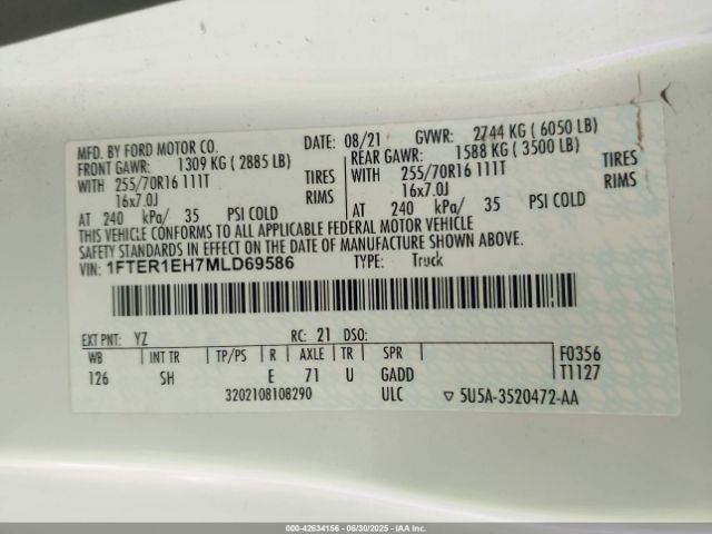 2021 FORD RANGER 1FTER1EH7MLD69586 Photo 8