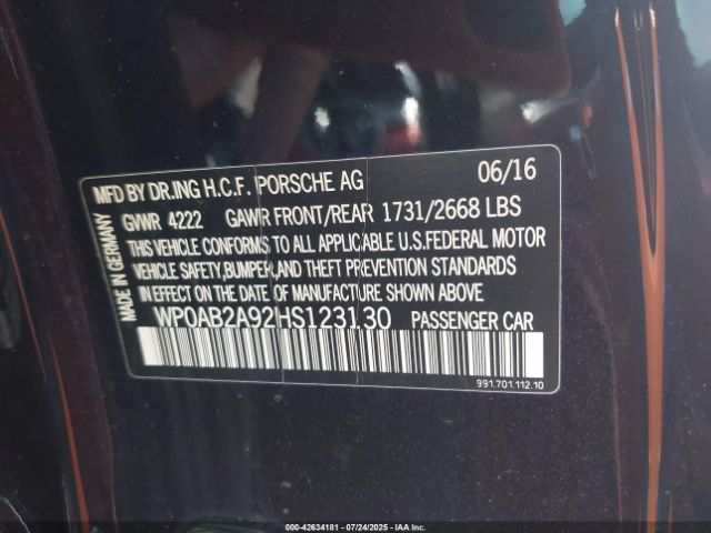 2017 PORSCHE 911 WP0AB2A92HS123130 Photo 8