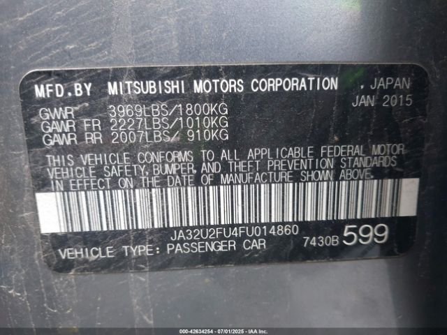 2015 MITSUBISHI LANCER JA32U2FU4FU014860 Photo 8