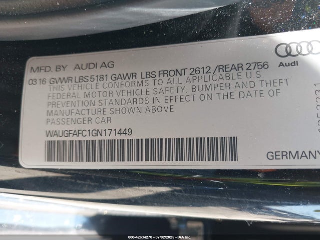 2016 AUDI A6 WAUGFAFC1GN171449 Photo 8