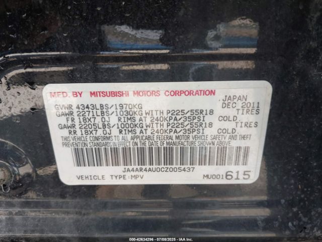 2012 MITSUBISHI OUTLANDER SPORT JA4AR4AU0CZ005437 Photo 8