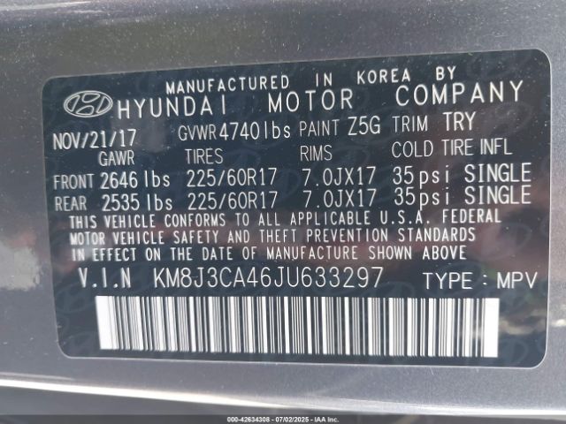 2018 HYUNDAI TUCSON KM8J3CA46JU633297 Photo 8