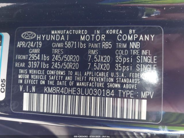 2020 HYUNDAI PALISADE KM8R4DHE3LU030184 Photo 8