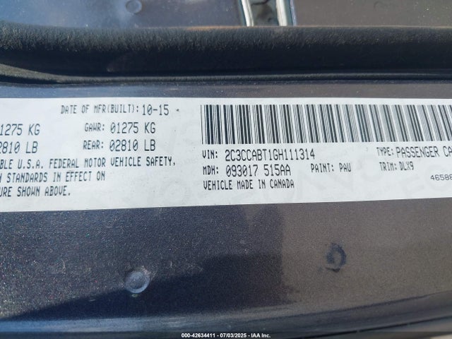 Chrysler 2016 2016 2C3CCABT1GH111314 Image 9