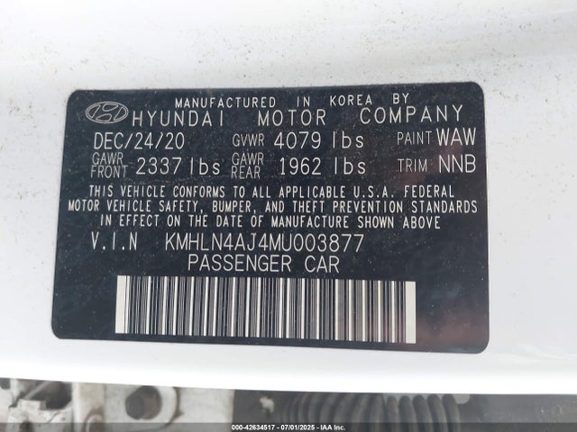 KMHLN4AJ4MU003877 Hyundai gdi kappa