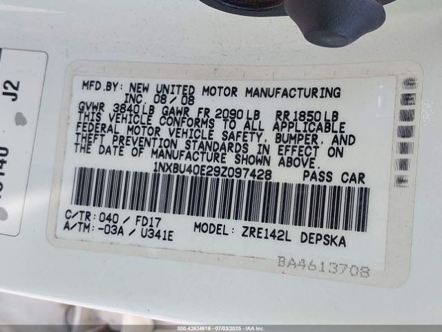 2009 TOYOTA COROLLA 1NXBU40E29Z097428 Photo 8