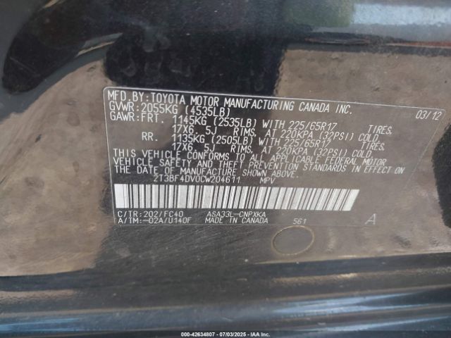 2012 TOYOTA RAV4 2T3BF4DV0CW204611 Photo 8