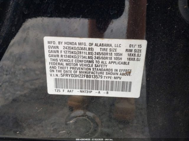 2015 ACURA MDX 5FRYD3H22FB013579 Photo 8
