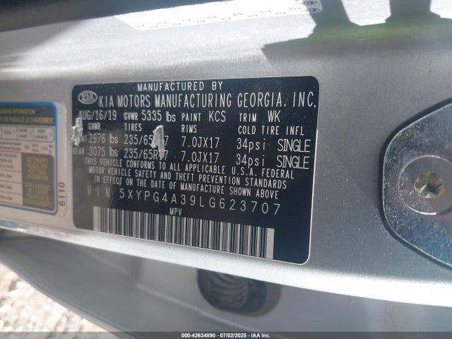 5XYPG4A39LG623707 KIA gdi theta-ii