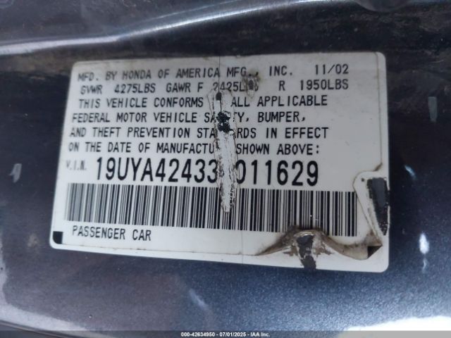 2003 ACURA CL 19UYA42433A011629 Photo 8