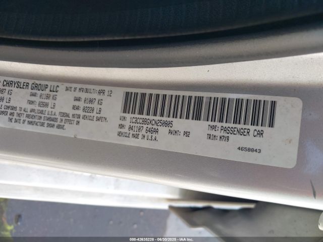 2012 CHRYSLER 200 1C3CCBBGXCN250805 Photo 8