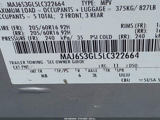 2020 FORD ECOSPORT MAJ6S3GL5LC322664 Photo 8