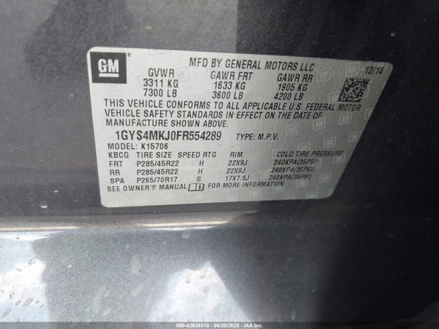 2015 CADILLAC ESCALADE 1GYS4MKJ0FR554289 Photo 8