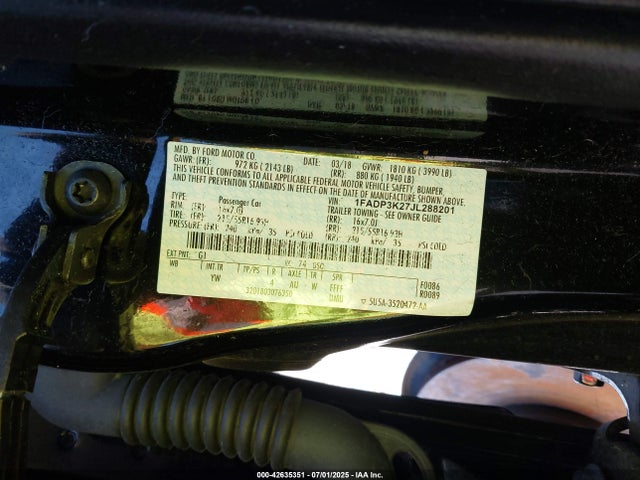 1FADP3K27JL288201 Ford 2.0l gdi