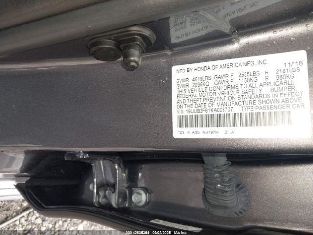 2019 ACURA TLX 19UUB2F61KA008707 Photo 8