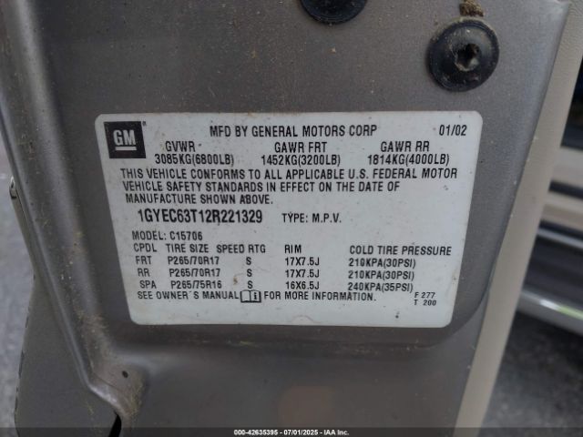 2002 CADILLAC ESCALADE 1GYEC63T12R221329 Photo 8