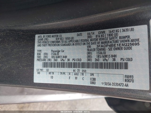 3FADP4BE1EM225695 Ford 2014