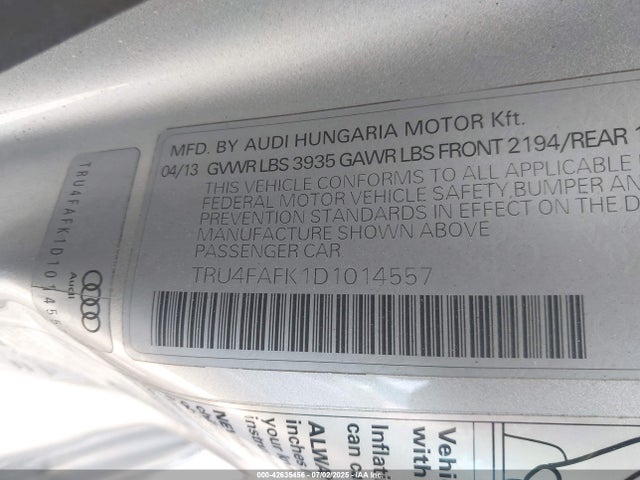 2013 AUDI TT TRU4FAFK1D1014557 Photo 8