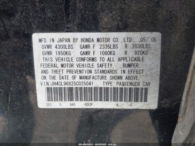 2005 ACURA TSX JH4CL96825C025041 Photo 8