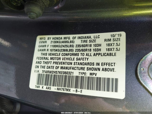 7FARW2H57KE060321 Honda l15be