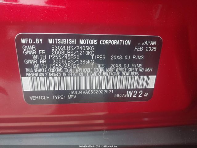 2025 MITSUBISHI OUTLANDER JA4J4VA85SZ022921 Photo 8